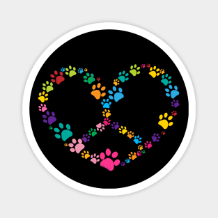 Dog Paw Print Heart Peace Sign Dog Lovers Magnet